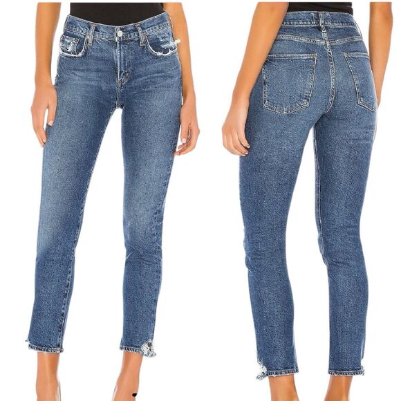 Agolde Toni Slim Straight Leg Jeans High Rise Distressed Denim Organic Cotton 28 - Picture 12 of 16